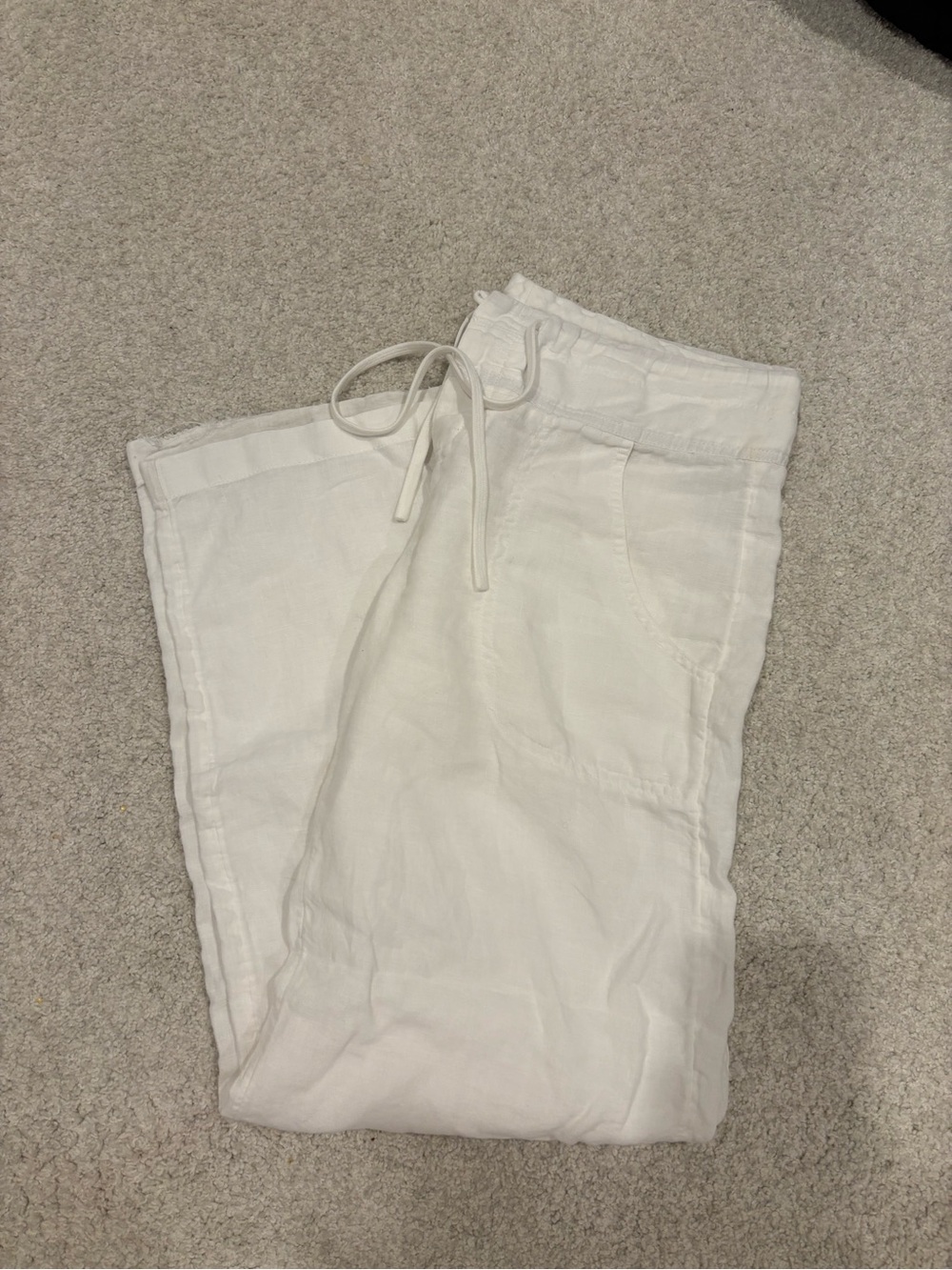 Vince White Linen Tie-Waist Pants